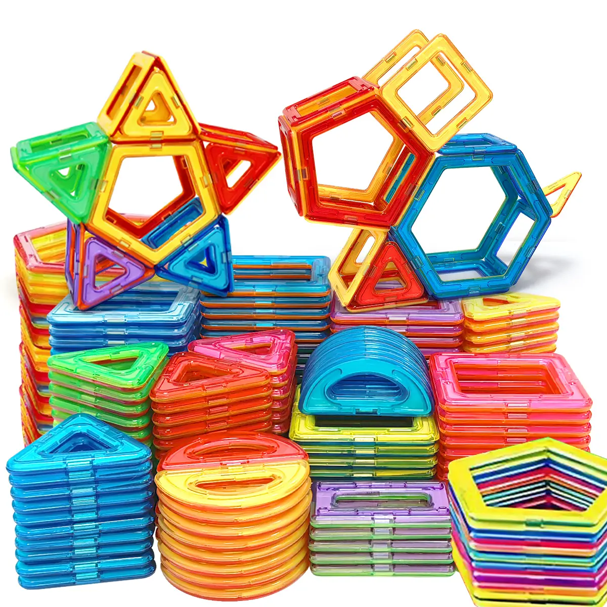 Children Magnetic building blocks, educational magnetic toys, large construction toy sets learning, Blocks Tower Game, Happy birthday gifts in various colors, suitable for children to cultivate coordination skills, Magnetic Building Tiles
