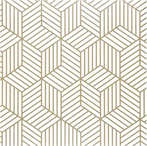 Gold Geometric Hexagon Wallpaper 17.71"x 118" White and Gold Contact Paper Striped Wallpaper Peel and Stick Removable Self Adhesive Vinyl Film for Shelf Drawer Liner Cabinet Countertop