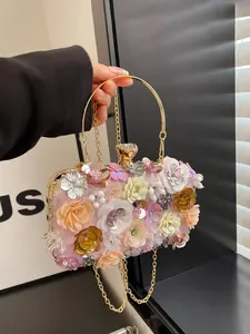 Women's Banquet Bag with Three-Dimensional Flower Decoration, Evening Bag, Fashionable & Elegant Design, Versatile for Daily Gatherings, Dates, Shopping