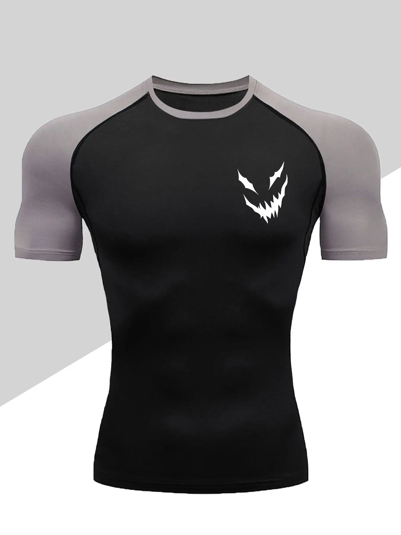Men's Dragon Print Compression T-Shirt, Workout Rash Guard, Quick-Dry Breathable Stretch Fabric, Tight-Fitting Short Sleeve Top for Fitness and Outdoor Activities, Active, Activewear
