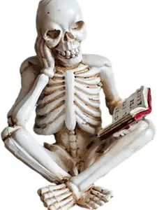 Skeletons Halloween Decorations, Reader Skull Figurines, Cool Home Decorative Halloween Gothic Statue Horror Sculpture Bookshelf Desk Table Indoor Decor Articulating Miniatures Spooky