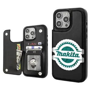 Makita Aesthetics Pattern Phone Cases Compatible For With iphone 16 15 14 13 12 PRO PLUS MAX PU Black Durable Flip High quality Leather Credit Card Bag Holder Mother Gift Wallet Shockproof Anti-Drop Full Protection Phone Cases Shell Cover