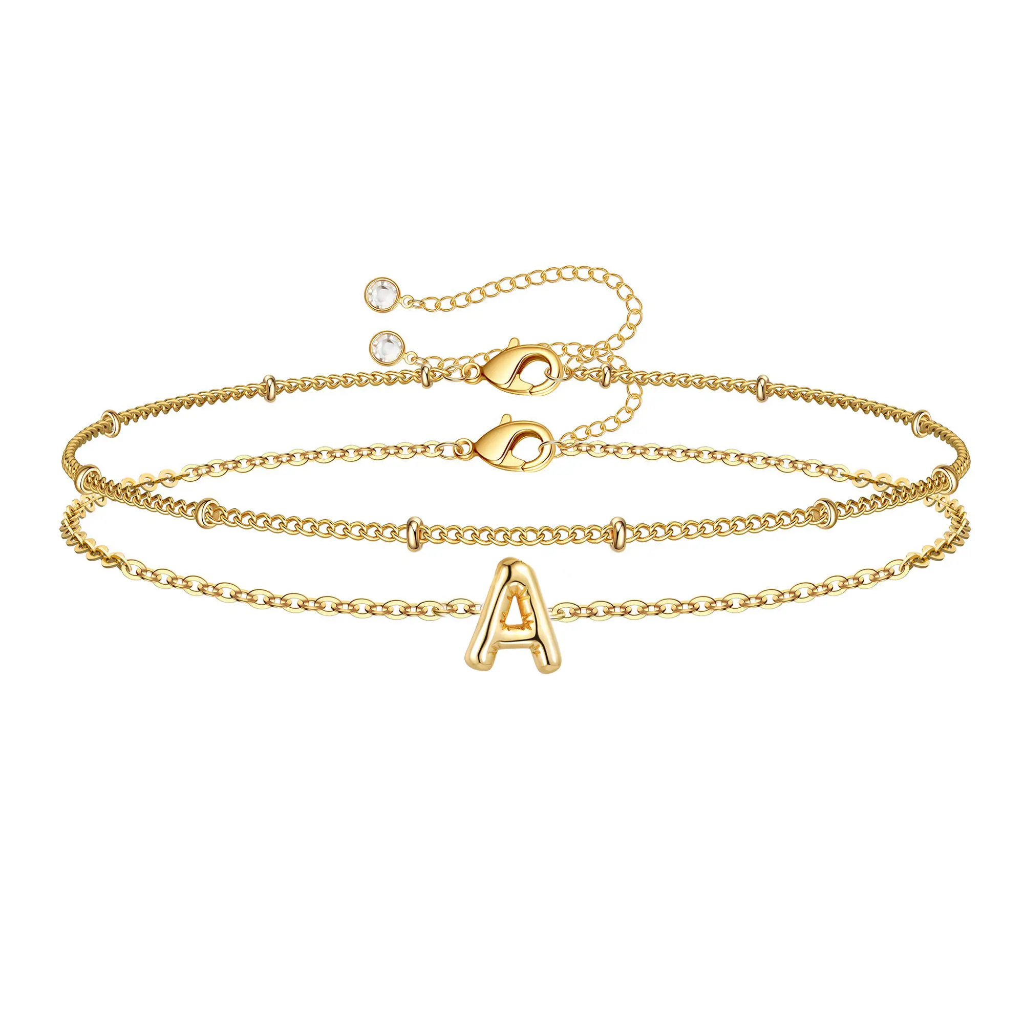 TEWIKY Bracelets For Women Trendy Dainty Balloon Bubble Letter Cute Braclet Fashion Pack Gifts For Women Girls summerwins