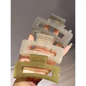 Hair Claw Clips for Women, 5 Inch Unbreakable Large Rectangle Claw Clips for Thick Hair Neutral Huge Hair Clips Non-slip Hair Claws Tight  Hold Hair Claw for Women Girls 4 Packs