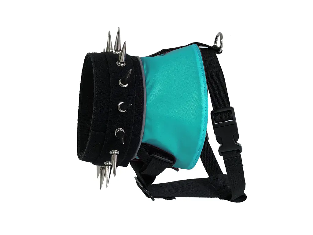 Bully Harness by CoyoteVest - Spiked collared harness with stab-resistant skirt & adjustable Velcro band