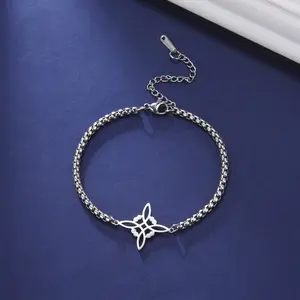 titanium steel box chain bracelet cut hollow witch knot S-shaped double hole pendan stainless steel bracelet