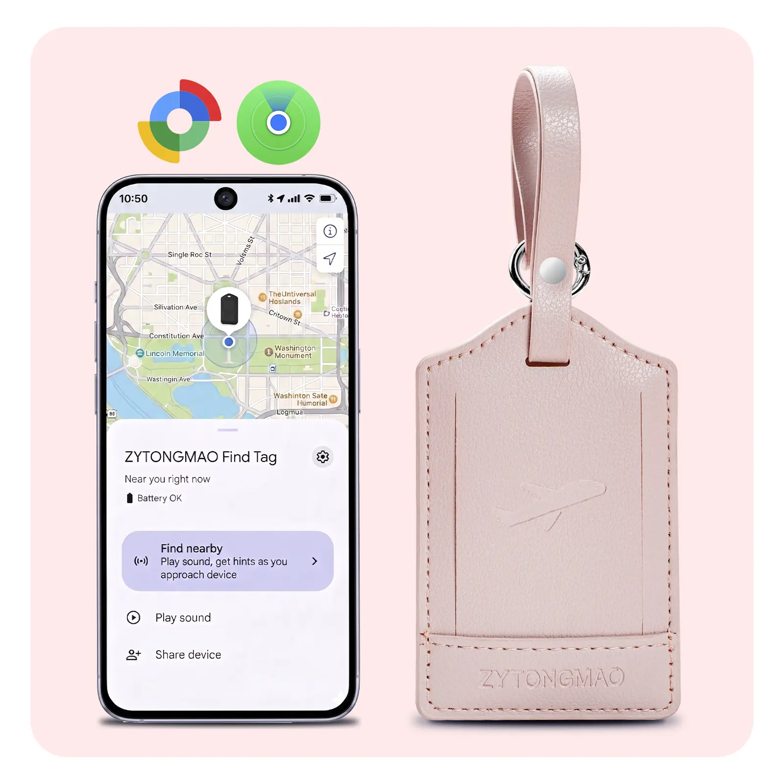 Smart Luggage Tag with Built-In Tracker, Works with Apple Find My & Android, Premium Leather Travel Tag with Privacy Cover, Wireless Rechargeable Anti-Lost Locator for Suitcases, Bag & Backpack Purple