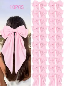 1/5/10PCS Large Pink Hair Clip with Big Bow for Women, Suitable for All Seasons, Pink Spring Clip, Elegant Satin Hair Accessory, Bow, Casual and Stylish Cute Pink Hair Accessory, Holiday Gift, Suitable for Everyday Party, Travel and Gathering
