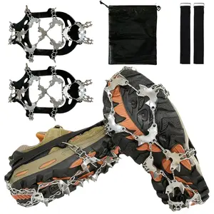 Crampons for Shoes, Footwear Traction Cleats Ice Snow Grips with 32 Stainless Steel Spikes, Shoe Anti - Slip Boots Spikes for Walking, Jogging, Climbing an