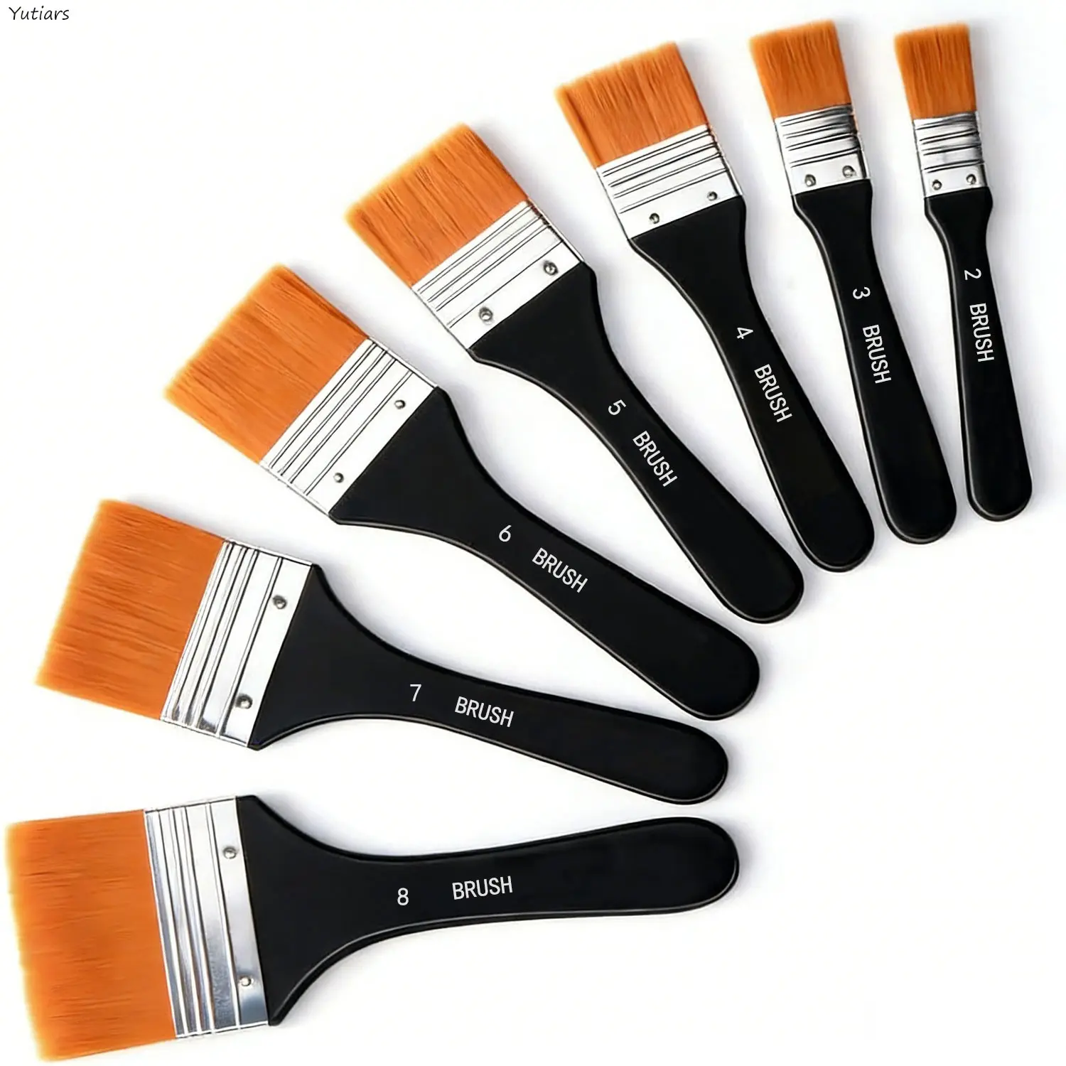 Top-Grade 7pcs Flat Nylon Paint Brush Set - Essential Art Tools for Acrylic, Oil, Gesso, Watercolor Painting & Varnish Finishing