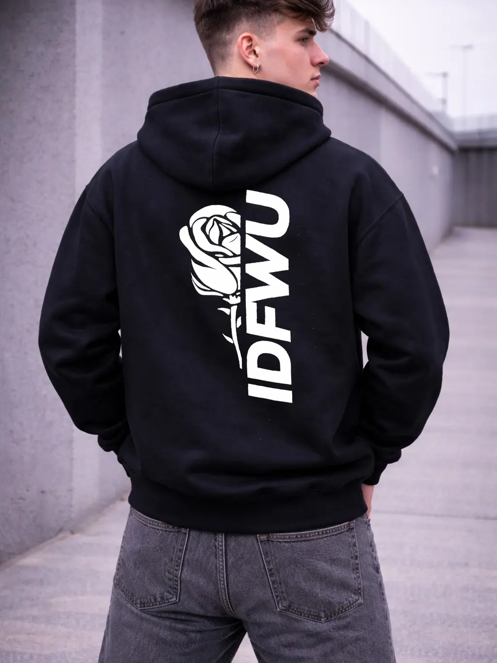 IDFWU Rose Graphic Hoodie Streetwear Unisex Pullover Casual Stylish Sweatshirt