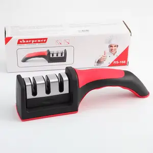 Knife Sharpener – Professional Stainless Steel Kitchen Knife Sharpening Tool with Ergonomic Handle