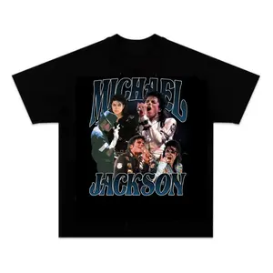 Black T-shirt Retro 90's Bootleg Michael Jackson, MJ King of Pop Graphic Tee, Music Michael Jackson King of Pop T-Shirt