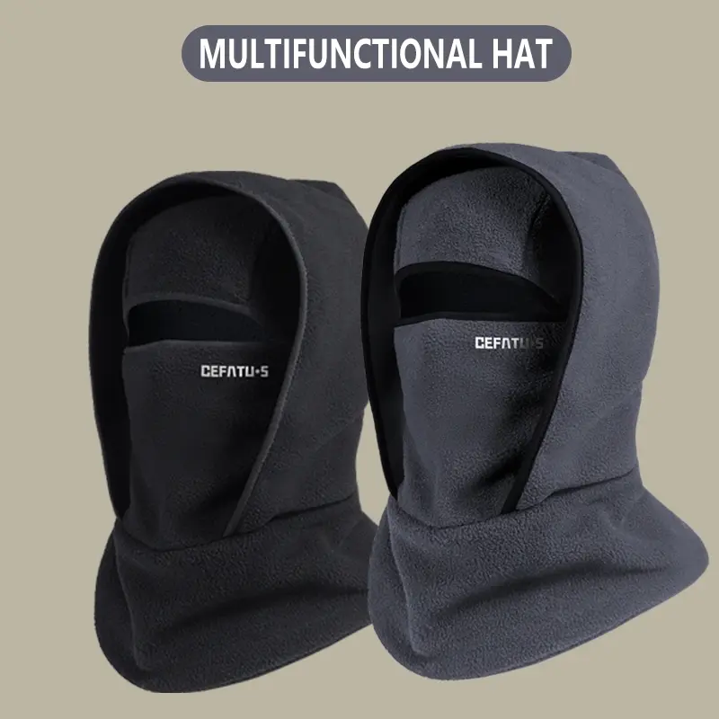 1pcs Winter Multifunctional Cold-Proof Warm Hat, Balaclava with Integrated Hood/Neck Gaiter/Face Mask, Double-Layer Thickened, Windproof & Cold-Resistant, Unisex for Winter Sports, Running, Skiing & Outdoor Work