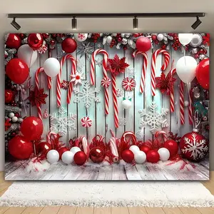 1pc 2D Flat Winter Wonderland Steam Train Backdrop - cm Polyester Photo Booth Background with Snowy Pine Trees, Moonlit Night, and Snowfall Elements for Christmas, Holiday, and General Use - Living Room, Outdoor