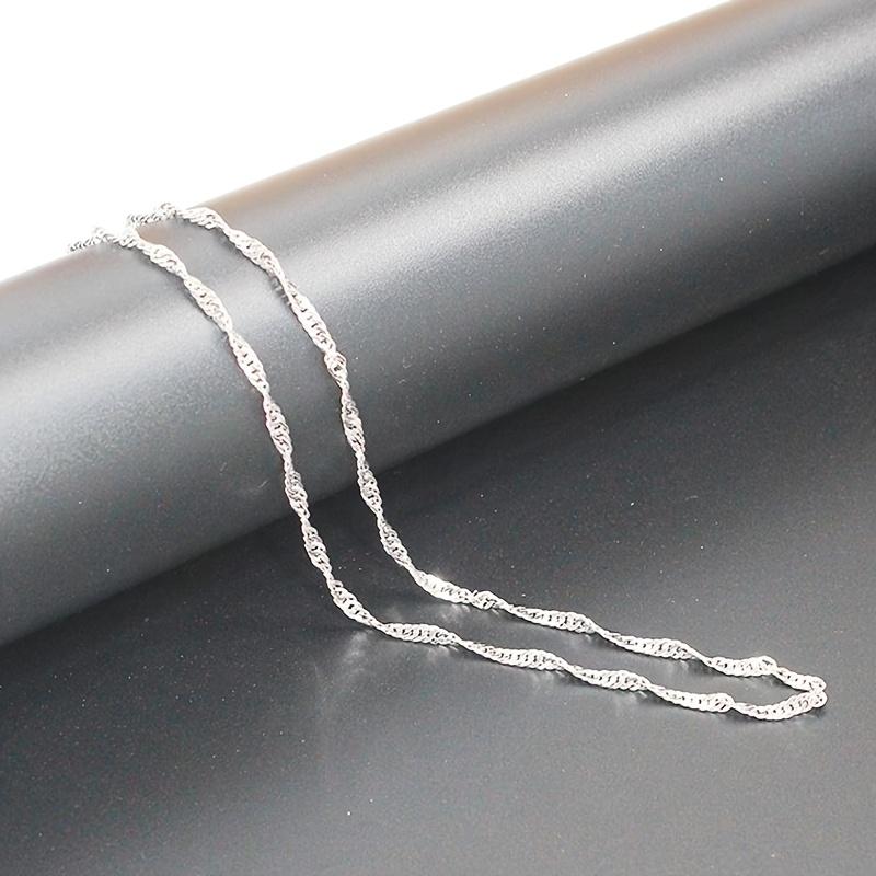 S925 Sterling Silver Simple Water Ripple Chain Necklace Casual Decoration Gift For Women