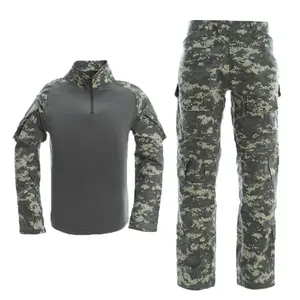 Menswear Unisex Camouflage Frog-Skin Military Workwear Jacket Set, Field Instructor Uniform Clothes with Breathable Matching Fabric and Pockets