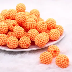 20mm Orange on Orange Rhinestone Bubblegum Beads