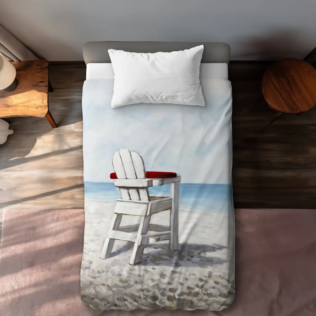 360 Stand White Beach Chair - Relaxing Seaside Theme Outdoor Furniture, Begin Home Decor C1DCTXLWLKF950 Twin-Size Extra-Long Duvet Cover for Living Room Home Decor, Outdoor Lounge Chair, Coastal Bedroom, Patio Lounge Chair