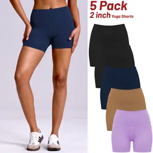 1/5 Pack Women's High Waisted Biker Shorts, 4"/6" Black Gym Athletic Workout Yoga Shorts Fit Activewear for Women