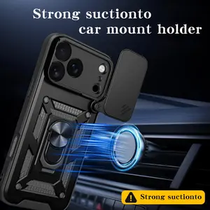 Ring Magnetic Holder Folding Stand Shockproof Phone Case For iPhone 17 Air 16e 11 12 13 14 15 16 Pro Max Plus Slide Camera Cover