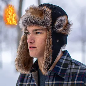 Arctic Expedition Faux Fur Trapper Hat - Unisex Winter Skiing Cap for Men & Women, Warm & Windproof Russian Trooper Style for Cold Weather Adventures