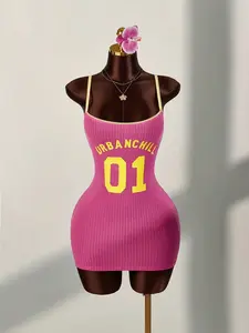 Ember x Amplova Sports Numeric Colorblock Lace Patchwork Bodycon Mini Dress,Bodycon Dress