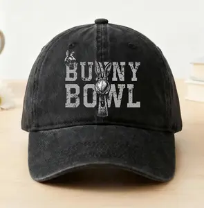 Bunny Benito Bowl Printed Wash Hat, Gameday Football Baseball Cap, Gift For Him Her, Halftime Show Cap