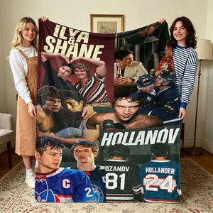 Team Hollanov Blanket, LGBT Hockey Romance Inspired Blanket, Vintage Hollanderr Rozanovv Hockey Blanket, Cozy Fan Art Blanket, Movie Merch.