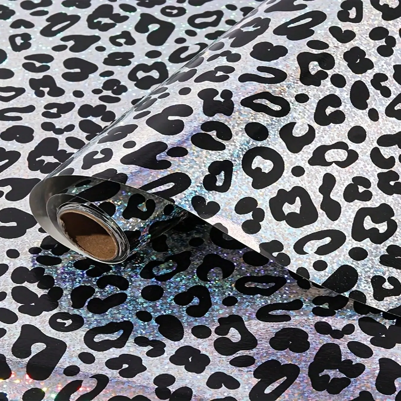 Shiny Leopard Print Gift Wrapping Paper, 17x9.8ft, Sparkly Confetti Decor, Ideal for Birthday, Wedding, Halloween, Christmas, Easter Gifts