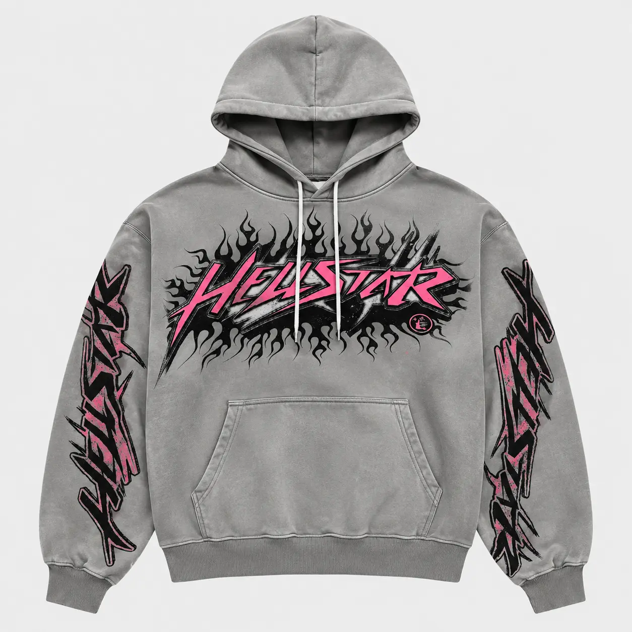 Hellstar Flame Graphic Pullover Hoodie Y2K Streetwear Oversized Unisex Sweatshirt