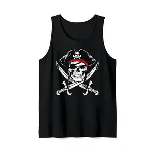 Bold pirate skull & crossed cutlasses print, retro dark style, eye-catching streetwear
