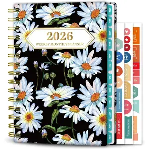 2026 Planner, Daily Weekly and Monthly Planner,Jan 2026 - Dec 2026, 8.4" x 6.3", 2026 Calendar Planner Book with Tabs, Spiral Notebook with Inner Pocket for Office  School Supplies