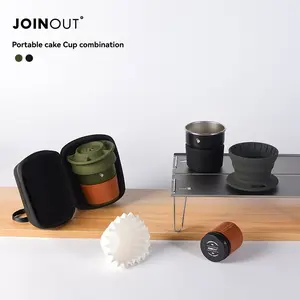Travel Hand-Drip Coffee Set Outdoor Car Camping Portable V60 Silicone Filter Cup Beginner Combo Coffee Kit