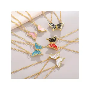 2025 New Colorful Butterfly Friendship Magnetic Necklace for Besties Autumn Winter Sweater Chain