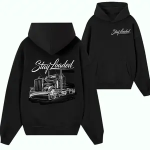 Stay Loaded Apparel Semi Truck Hoodie – Black & White Big Rig Graphic Sweatshirt, Classic Trucker Streetwear Pullover