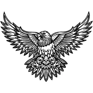 ® Large Eagle Embroidered Iron-On Patch Jacket Vest Color White-Black Size L 12" by 9" USA (White-Black)