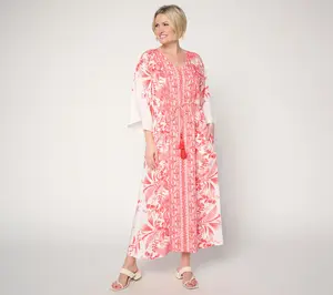 Dennis Basso Petite Printed Kaftan Dress