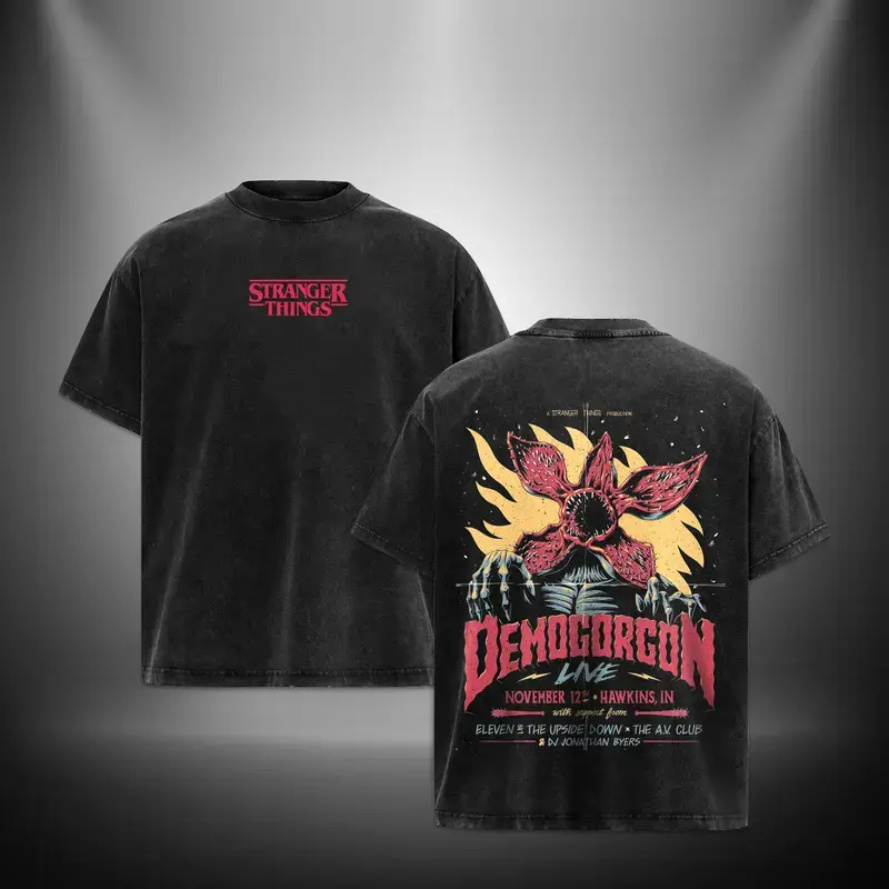 The Demogorgon - Stranger things Retro Vintage Menswear Gift movie fans Top Apparel Classic  Seamless Simple Straight Man Clothes Cotton designer shirts, graphic tees, men gifts, ,Graphic Streetwear T-shirt