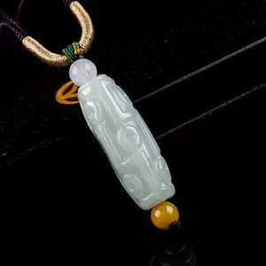 A-grade Jadeite Ice Type Nine-eye Dzi Bead Pendant for Women Jade Pendant Ornament