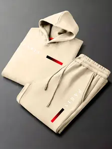 Men's Paris letter printed hoodie and drawstring sweatpants set