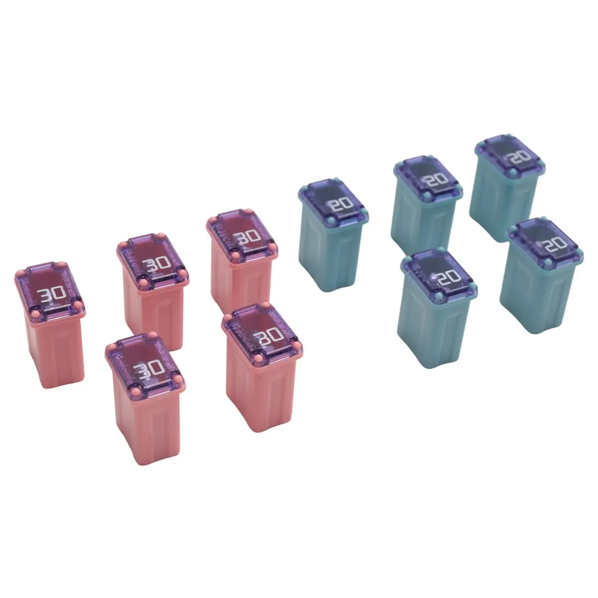 10 x Female Micro-Slow-Blow Fuses - 5 Pack 20A, 30A Miniature Box Fuses (FMM, MCASE Type) for Automotive Systems, Incredible Value, 10 X Fuses, 5 Pack 20Amp
