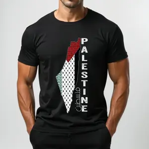 [100% Cotton] Bold Palestine Flag Design T-Shirt For October Solidarity Support .