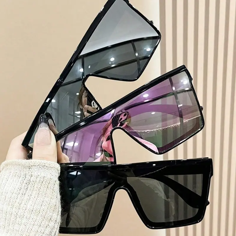 Unisex Simple Style Tinted Lens Sunglasses, Square Mirrored Shades, Trendy Casual Sunglasses for Everyday Use, Fashion Accessories for Outdoor Activities, Trendy Beach Eyewear, Fashion Sunnies