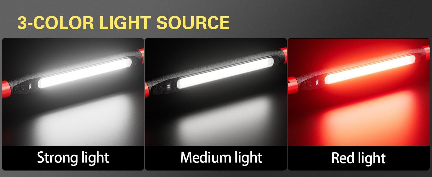 Magnetic LED Work Light Bar, 5200mAh /3000LM Rechargeable Inspection Lamp - 3 Color Modes 360° Adjustable USB Output IP55 Waterproof, Car Repairing Inspection Garage Workshop Emergency-Yellow