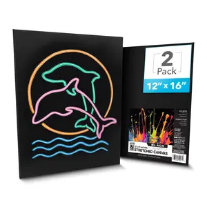 ArtSkills 12x16 Black Stretched Canvas for Painting - 2 Pack
