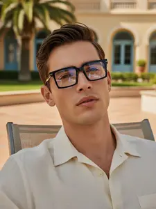 Luxury Retro Square Fashion Glasses, High-End Plain Eyeglasses, Business Style, Daily Commute, Versatile Photo Accessory