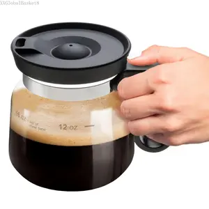 16 Oz Glass Coffee Mug in Coffee Pot Shape 4" Tall – Compact Carafe Design with Sip Lid |     Fun Gift for Coffee Lovers |     Cute, Compact Novelty MugEverlanelnspired17XXGlobalBasket8