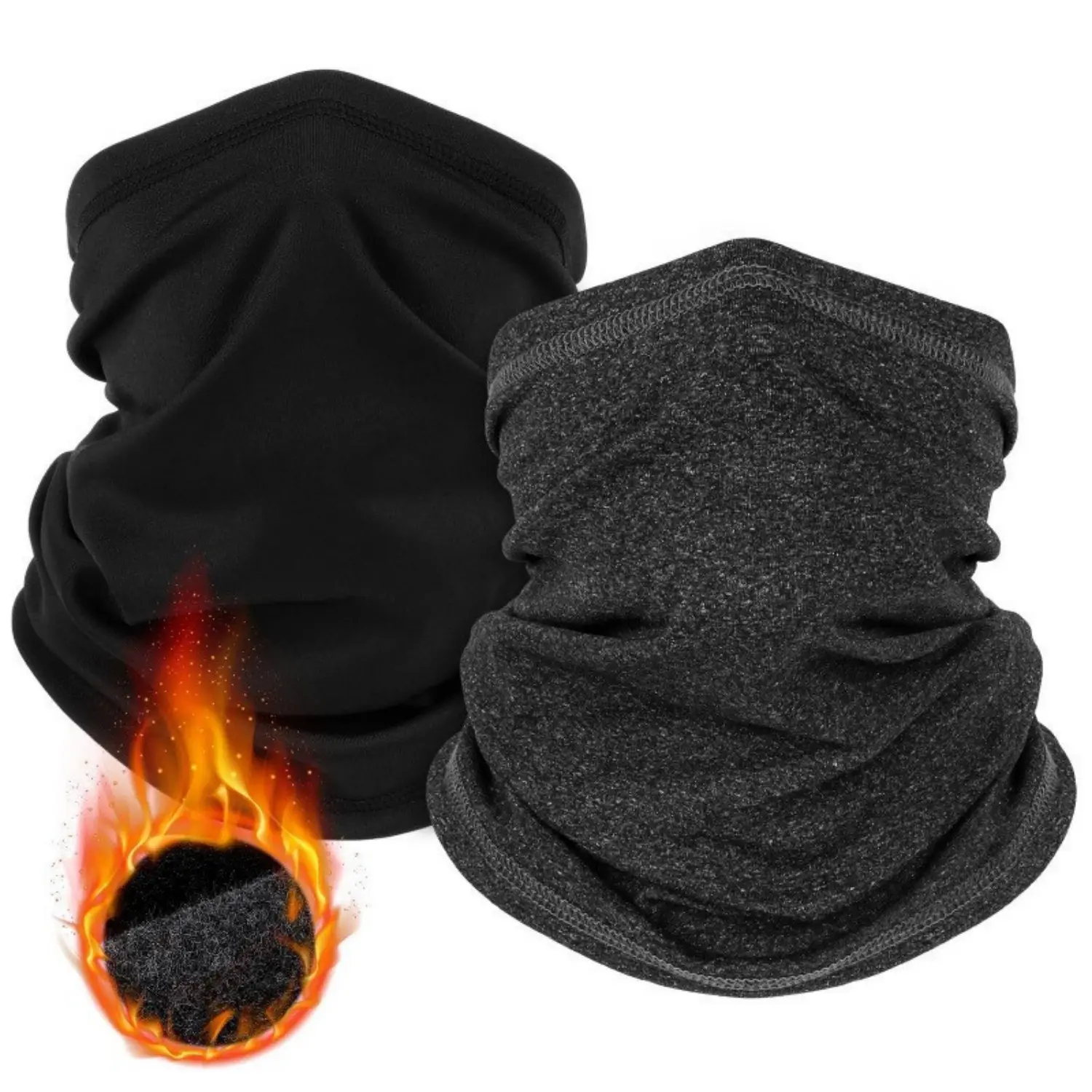 2 Pack Winter Neck Gaiter Warmer for Men&Women,Windproof Face Cover Fleece Face Mask Scarf for Cold Weather Sport