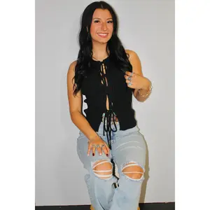 Black Tank with Ribbon Ties